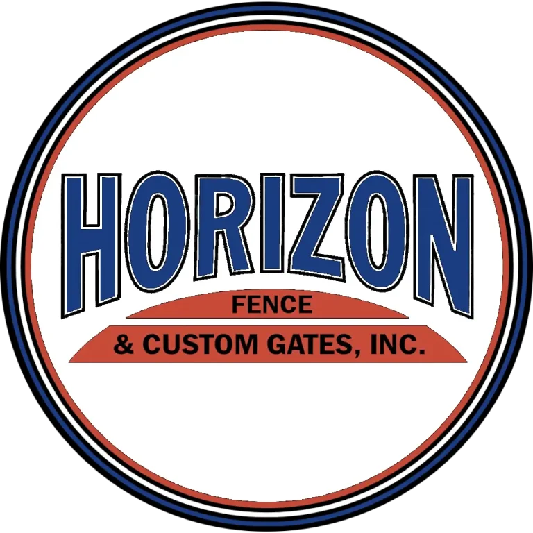 Horizon Fence & Custom Gates, Inc. circular icon logo in red, white, and blue