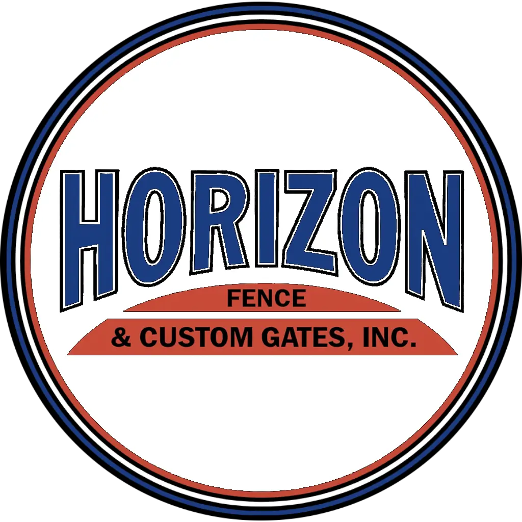 Horizon Fence & Custom Gates, Inc. circular icon logo in red, white, and blue